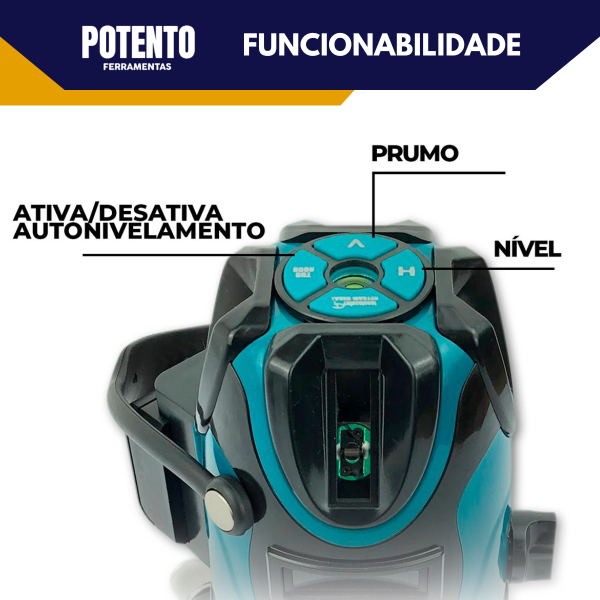 Nível Laser 5 Linhas Verde Profissional Autonivelamento Recarregável Alcance de 30 Metros - Imagem 3