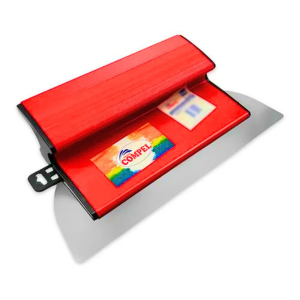 Desempenadeira Berox Compel 25cm Aço Inox com Lâmina Flexível Lisa Para Massa Corrida