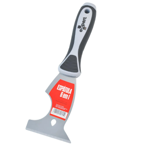 Espátula 6 em 1 Expert Aço Inox Emborrachado, Multiuso Profissional Massa Corrida, Raspagem, Remoção