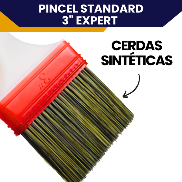 Trincha 3 Polegada Reta Standard Expert Para Pintura Acabamento Preciso Cerdas Sintéticas - Imagem 2