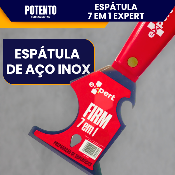 Espátula 7 em 1 Firm Expert Aço Inox Cabo Ergonômico Profissional Multiuso Para Pintura Obra Massa - Imagem 6
