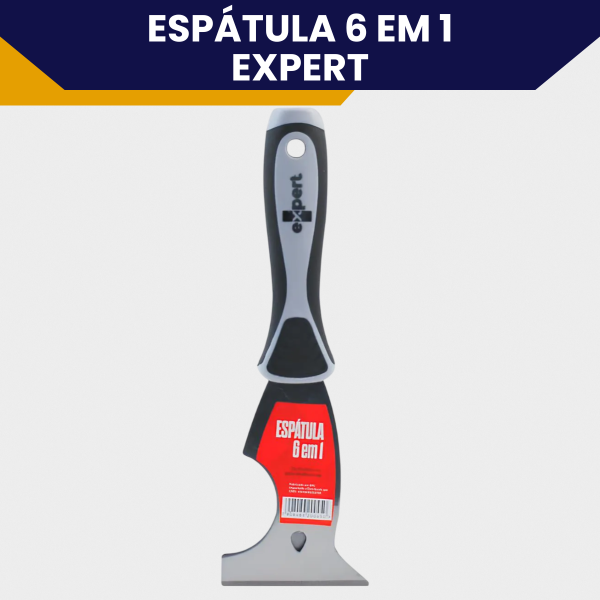 Espátula 6 em 1 Expert Aço Inox Emborrachado, Multiuso Profissional Massa Corrida, Raspagem, Remoção - Imagem 6