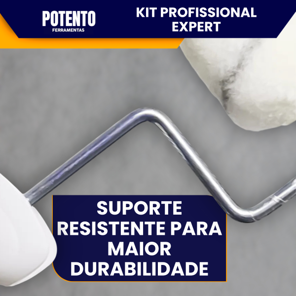 Kit Rolo Pintura 10cm Suporte Híbrido Maior Rendimento Rolo 9.5mm Pintura Parede Acabamento Liso - Imagem 2
