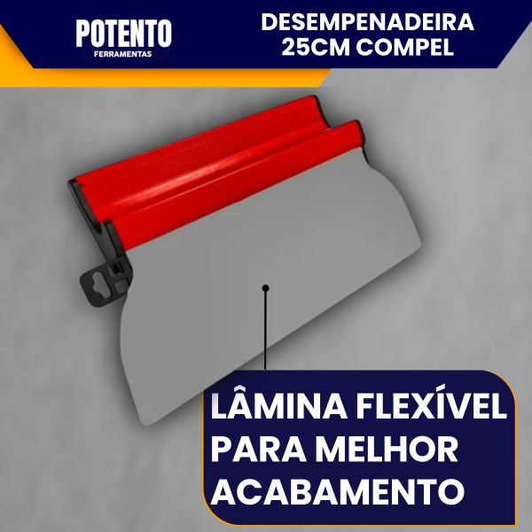 Desempenadeira Berox Compel 25cm Aço Inox com Lâmina Flexível Lisa Para Massa Corrida - Imagem 6