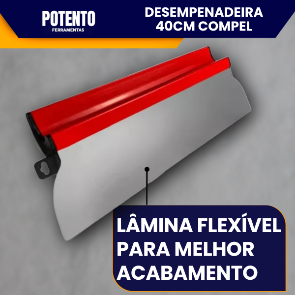 Desempenadeira Berox Compel 40cm Aço Inox com Lâmina Flexível Lisa Para Massa Corrida - Imagem 2
