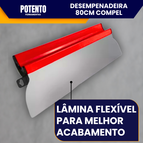 Desempenadeira Berox Compel 80cm, Aço Inox com Lâmina Flexível Lisa Para Massa Corrida - Imagem 3