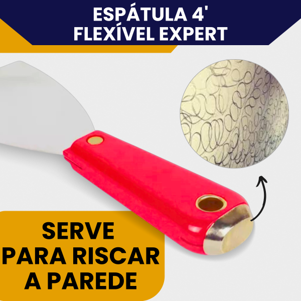 Espátula Flexível 4 Polegadas Expert Com Lâmina Aço Inox Cabo Ergonômico Massa Corrida, Raspagem - Imagem 6