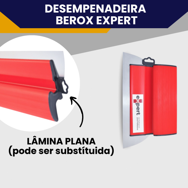 Desempenadeira Berox Aço Inox 25cm Expert Flexível Para Massa Corrida Lâmina Europeia Cabo em PVC - Imagem 4