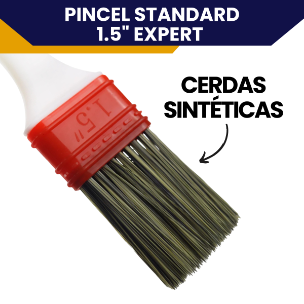 Trincha 1.5 Polegada Reta Standard Expert Para Pintura Acabamento Preciso Cerdas Sintéticas - Imagem 2