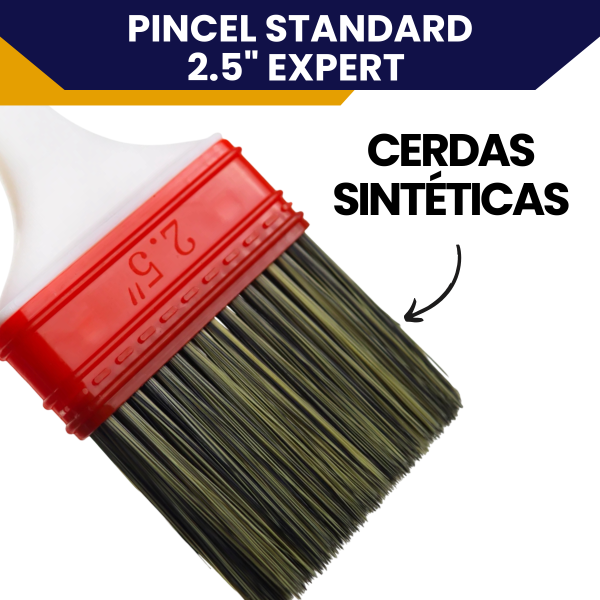 Trincha 2.5 Polegada Reta Standard Expert Para Pintura Acabamento Preciso Cerdas Sintéticas - Imagem 2