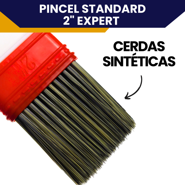 Trincha 2 Polegada Reta Standard Expert Para Pintura Acabamento Preciso Cerdas Sintéticas - Imagem 2