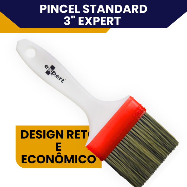 Trincha 3 Polegada Reta Standard Expert Para Pintura Acabamento Preciso Cerdas Sintéticas - Imagem 3