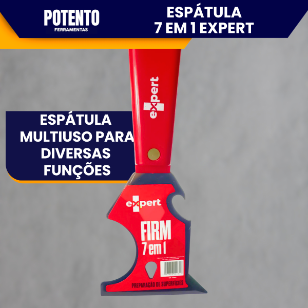 Espátula 7 em 1 Firm Expert Aço Inox Cabo Ergonômico Profissional Multiuso Para Pintura Obra Massa - Imagem 5