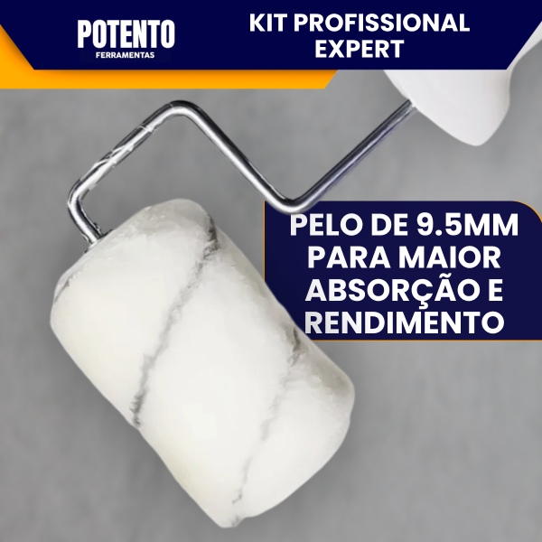 Kit Rolo Pintura 10cm Suporte Híbrido Maior Rendimento Rolo 9.5mm Pintura Parede Acabamento Liso - Imagem 6