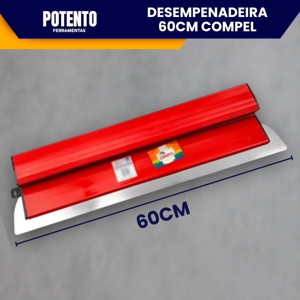 Desempenadeira Berox Compel 60cm, Aço Inox com Lâmina Flexível, Lisa, Para Massa Corrida - Imagem 3