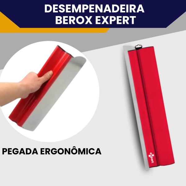 Desempenadeira Berox Aço Inox 40cm Expert Flexível Para Massa Corrida Lâmina Europeia Cabo em PVC - Imagem 5