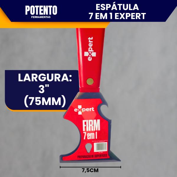 Espátula 7 em 1 Firm Expert Aço Inox Cabo Ergonômico Profissional Multiuso Para Pintura Obra Massa - Imagem 4
