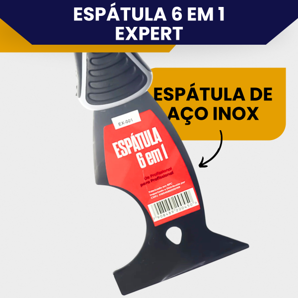 Espátula 6 em 1 Expert Aço Inox Emborrachado, Multiuso Profissional Massa Corrida, Raspagem, Remoção - Imagem 2