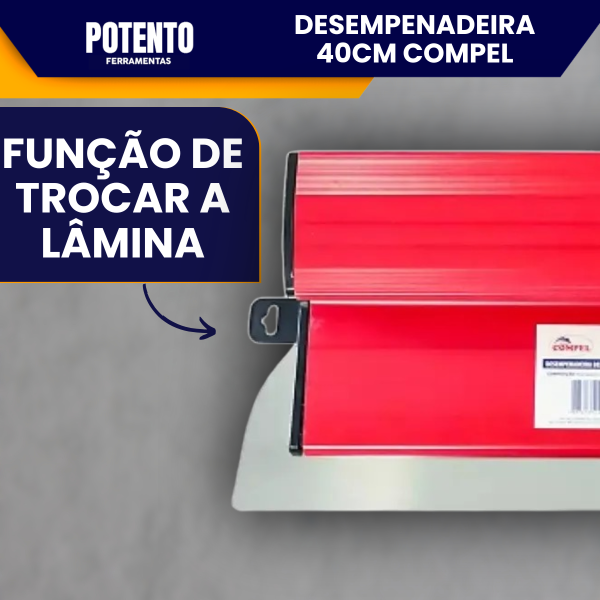 Desempenadeira Berox Compel 40cm Aço Inox com Lâmina Flexível Lisa Para Massa Corrida - Imagem 5