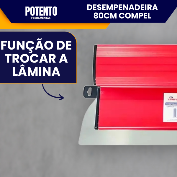 Desempenadeira Berox Compel 80cm, Aço Inox com Lâmina Flexível Lisa Para Massa Corrida - Imagem 5
