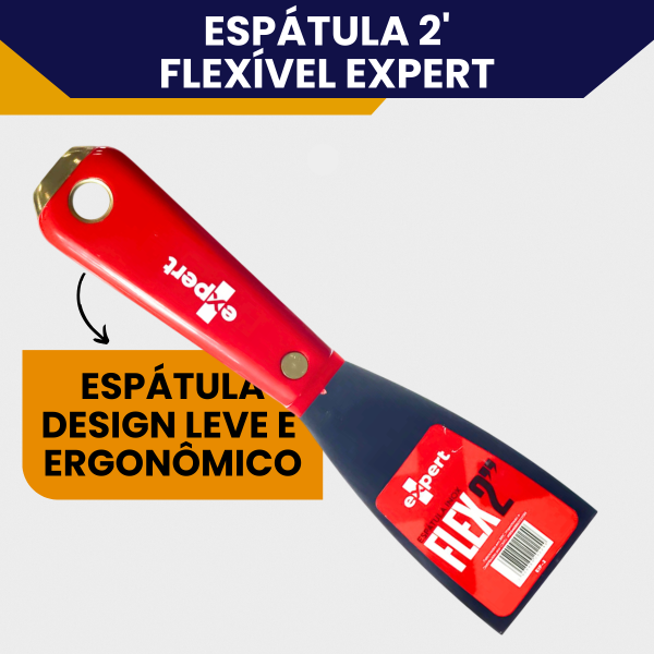 Espátula De Aço Inox Flexível 2 Polegadas Expert Cabo Ergonômico, Aplicação Massa Corrida - Imagem 2