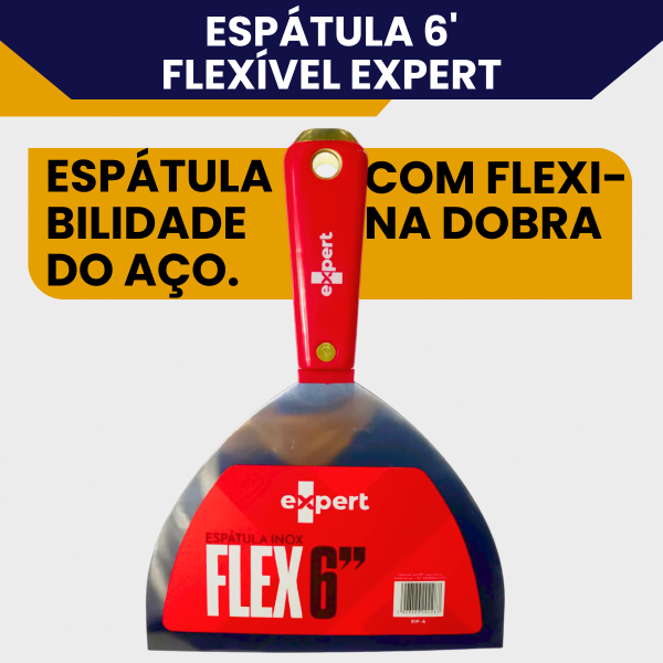 Espátula Flexível 6 Polegadas Expert Lâmina Aço Inox Cabo Ergonômico Massa Corrida, Raspagem - Imagem 5