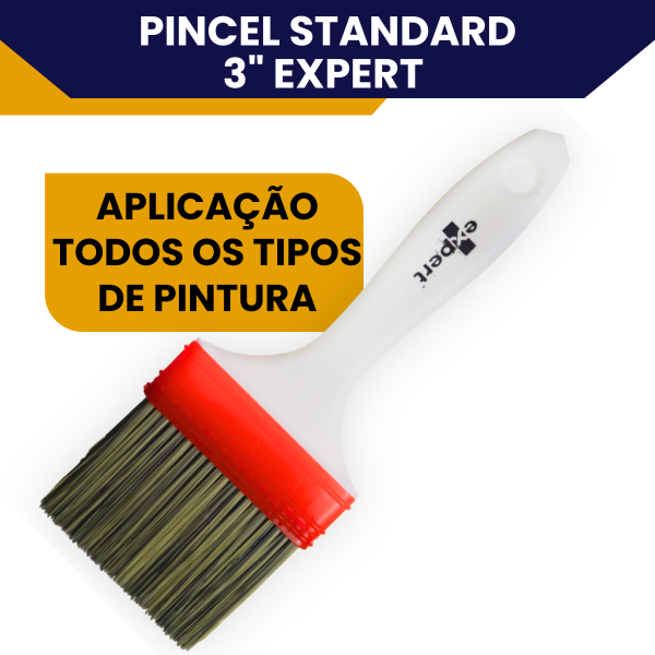 Trincha 3 Polegada Reta Standard Expert Para Pintura Acabamento Preciso Cerdas Sintéticas - Imagem 5