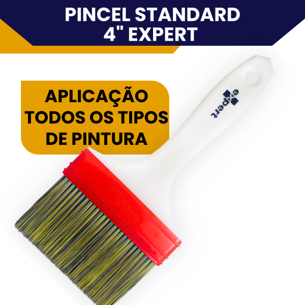Trincha 4 Polegada Reta Standard Expert Para Pintura Acabamento Preciso Cerdas Sintéticas - Imagem 3