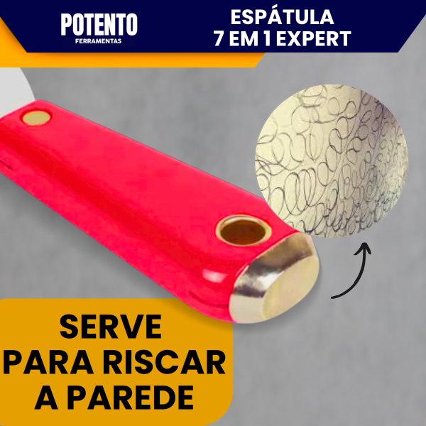 Espátula 7 em 1 Firm Expert Aço Inox Cabo Ergonômico Profissional Multiuso Para Pintura Obra Massa - Imagem 3