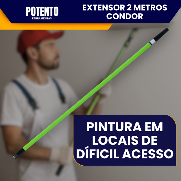 Cabo Extensor 2 Metros Condor Prolongador Pintura Rosca Padrão Profissional - Imagem 2