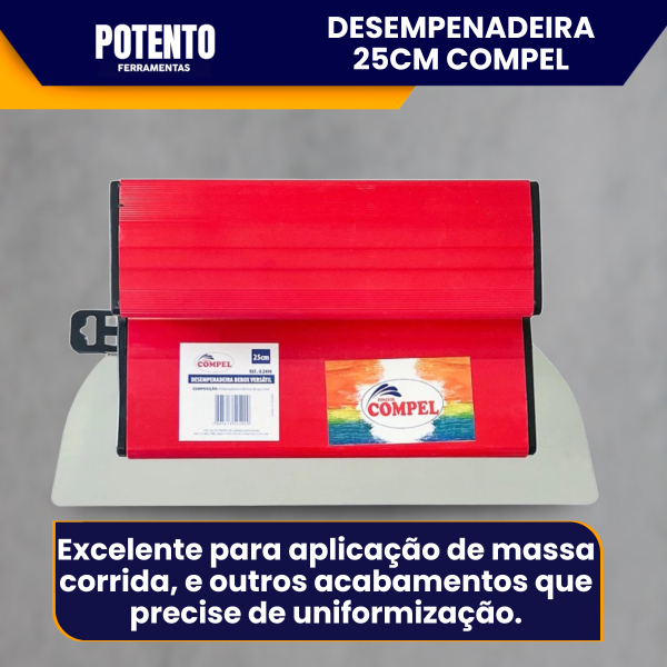Desempenadeira Berox Compel 25cm Aço Inox com Lâmina Flexível Lisa Para Massa Corrida - Imagem 3