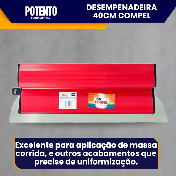 Desempenadeira Berox Compel 40cm Aço Inox com Lâmina Flexível Lisa Para Massa Corrida - Imagem 4