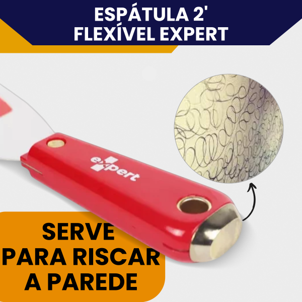 Espátula De Aço Inox Flexível 2 Polegadas Expert Cabo Ergonômico, Aplicação Massa Corrida - Imagem 4