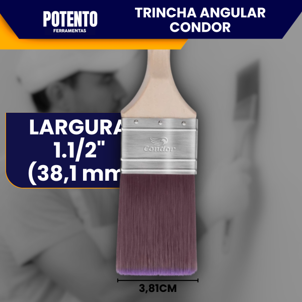 Trincha Reta 1.1/2" Condor 705 Profissional Pintura Paredes Condor - Imagem 6
