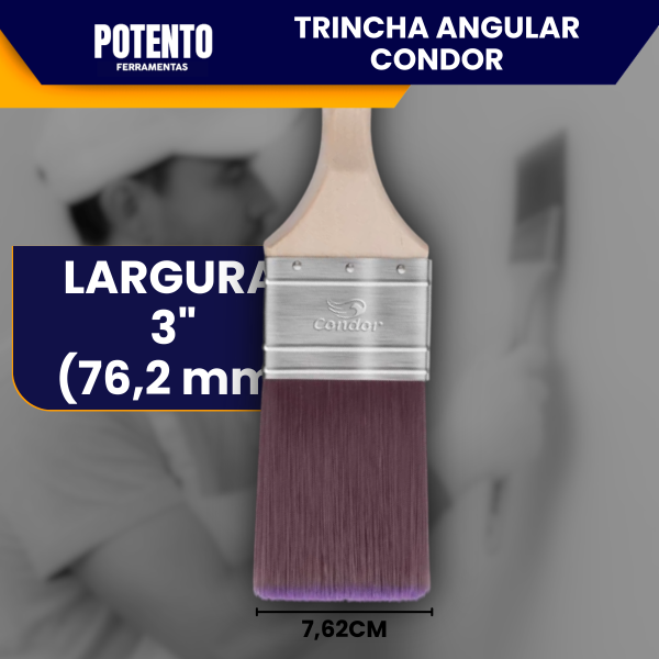 Trincha Reta 3" Condor 705 Profissional Pintura Paredes Condor - Imagem 2