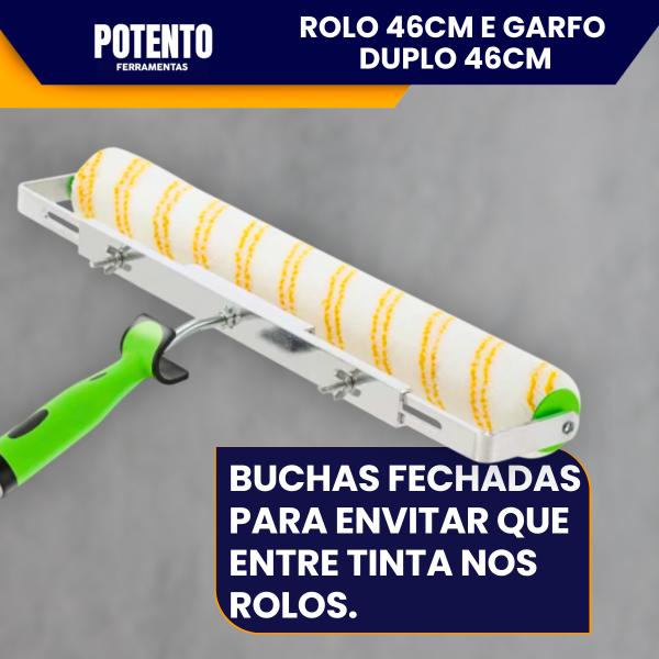 Kit Profissional Rolo 46cm Zero Gotas Com Garfo Duplo Condor Para Pintura - Imagem 3