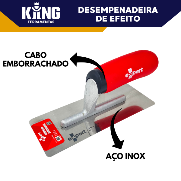 Desempenadeira De Aço Inox Para Efeito 20x8cm Como Cimento Queimado, Mármore, Marmorizado - Imagem 3