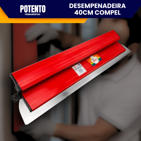 Desempenadeira Berox Compel 40cm Aço Inox com Lâmina Flexível Lisa Para Massa Corrida - Imagem 3
