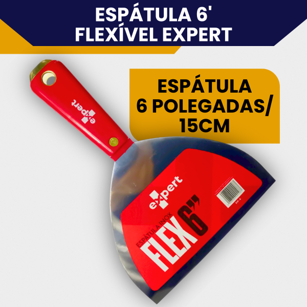 Espátula Flexível 6 Polegadas Expert Lâmina Aço Inox Cabo Ergonômico Massa Corrida, Raspagem - Imagem 3
