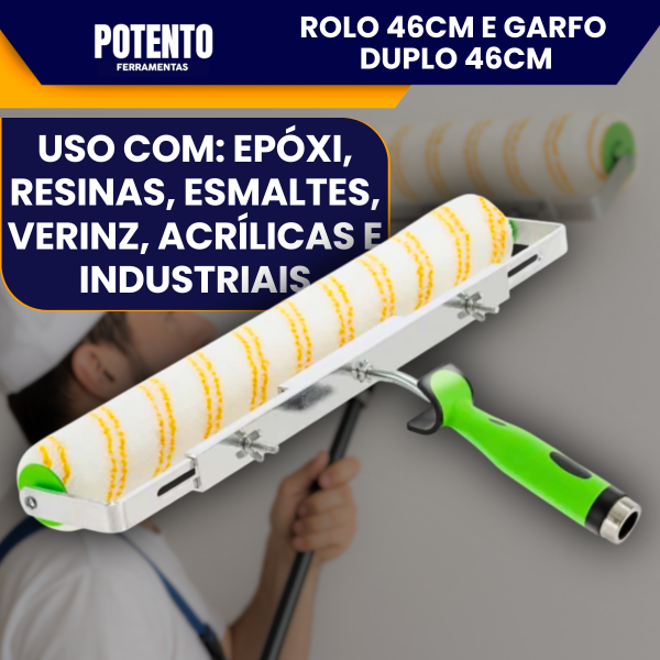 Kit Profissional Rolo 46cm Zero Gotas Com Garfo Duplo Condor Para Pintura - Imagem 2