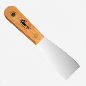 Espátula de Aço Inox lisa 4cm Com Cabo de Madeira Para Massa Corrida