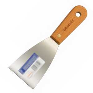 Espátula De Aço Inox lisa 6cm Com Cabo de Madeira Para Massa Corrida