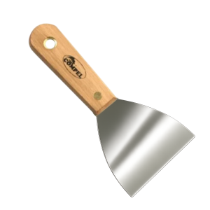Espátula de Aço Inox lisa 8cm Com Cabo de Madeira Para Massa Corrida
