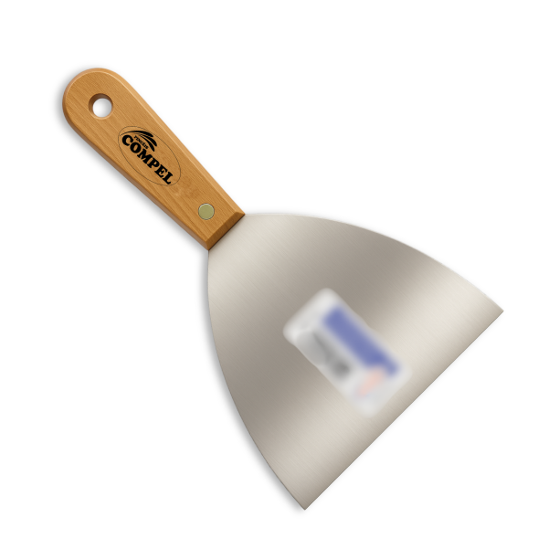 Espátula De Aço Inox Lisa 15cm Com Cabo de Madeira Para Massa Corrida