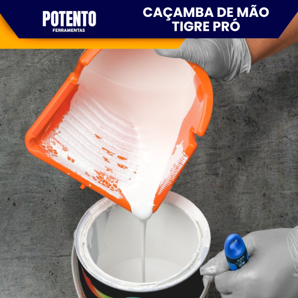Caçamba De Mão Tigre Pro 2 Litros Para pintura Com Alça Ideal Para Uso Em Altura - Imagem 2