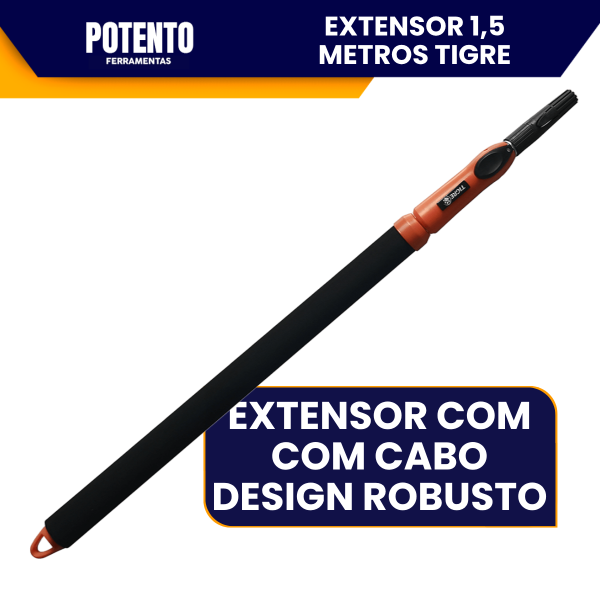 Cabo de Alumínio Extensor Clique Prolongador Telescópico 1,5 Metros Para Suporte de Rolos - Imagem 2