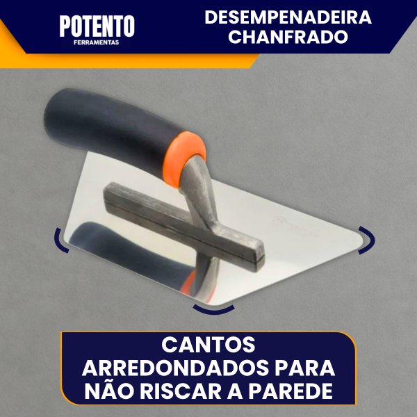 Desempenadeira Chanfrado Tigre Trapézio De Aço Inox 23CM Para Massa Corrida Cimento Queimado Efeitos - Imagem 2