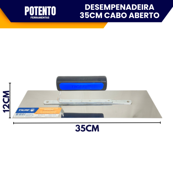 Desempenadeira De Aço Inox Para 35x12cm Cabo Aberto Tigre Como Massa Corrida, Rolada e Acrílica - Imagem 5