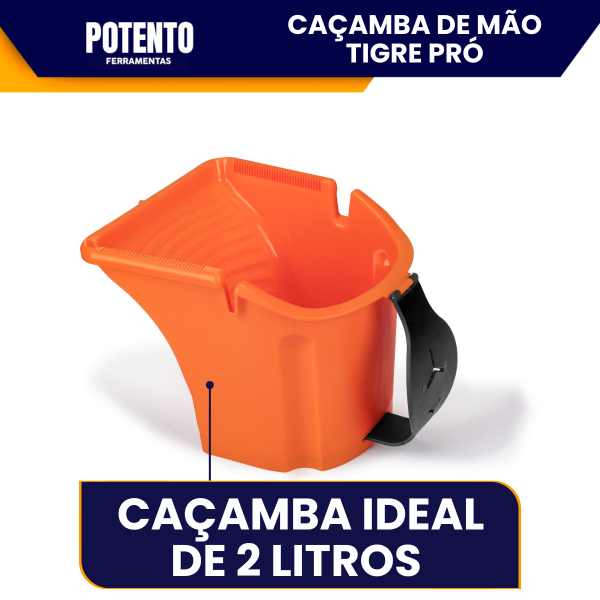 Caçamba De Mão Tigre Pro 2 Litros Para pintura Com Alça Ideal Para Uso Em Altura - Imagem 6