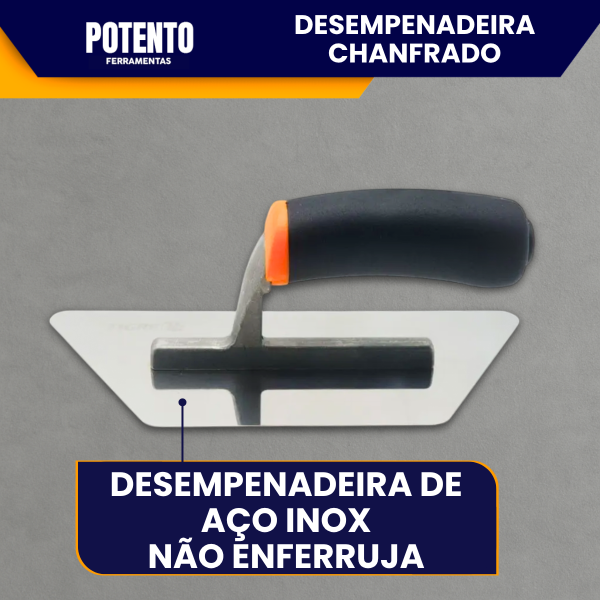 Desempenadeira Chanfrado Tigre Trapézio De Aço Inox 23CM Para Massa Corrida Cimento Queimado Efeitos - Imagem 5